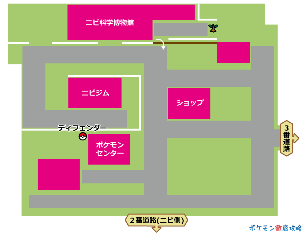 ピカブイ ニビシティ 出現ポケモンとマップ画像攻略 ポケモン徹底攻略
